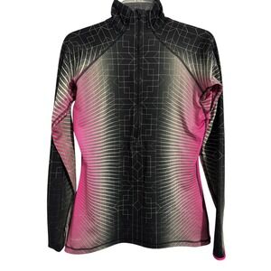 Nike Pro Women's Medium Half-Zip Training Top‎ Black Pink Geometric Activewear
